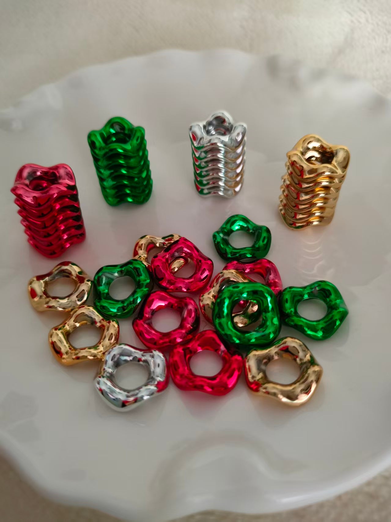 16mm Mix Spacer Beads, Wavy Spacer