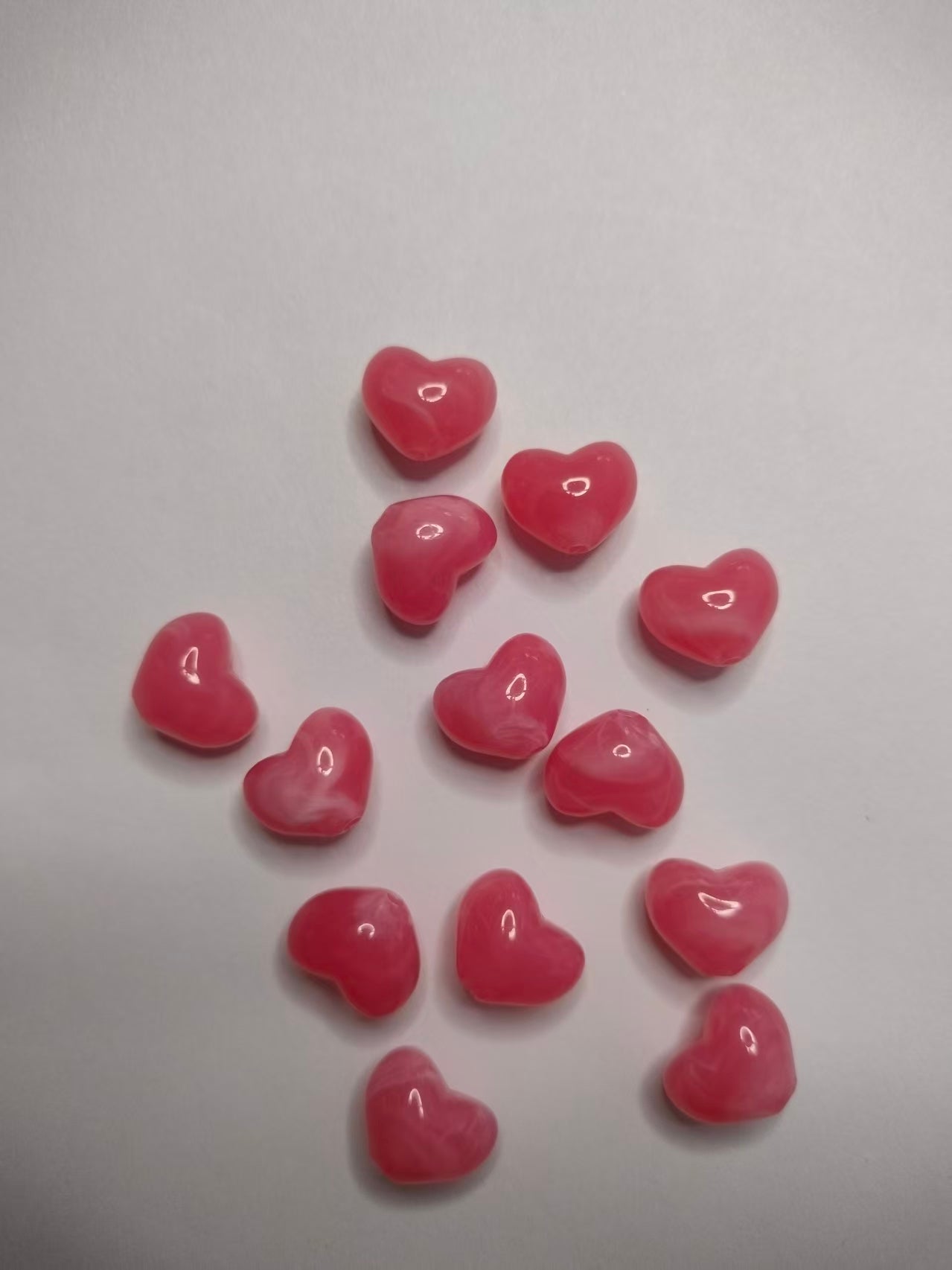 Heart Beads, Acrylic, Dyed