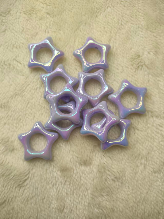 Hollow Star Beads Strand, Frame Beads, Through Hole Beads