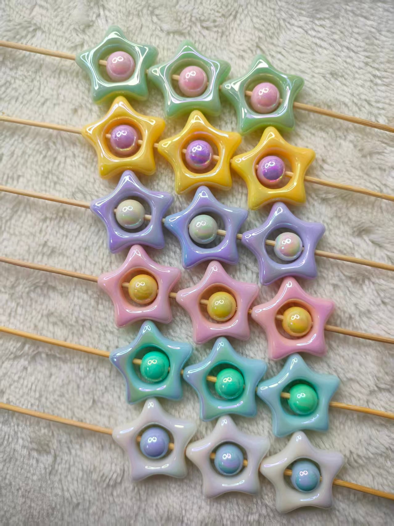 Shiny AB Plated Mixed Spring Colors Round