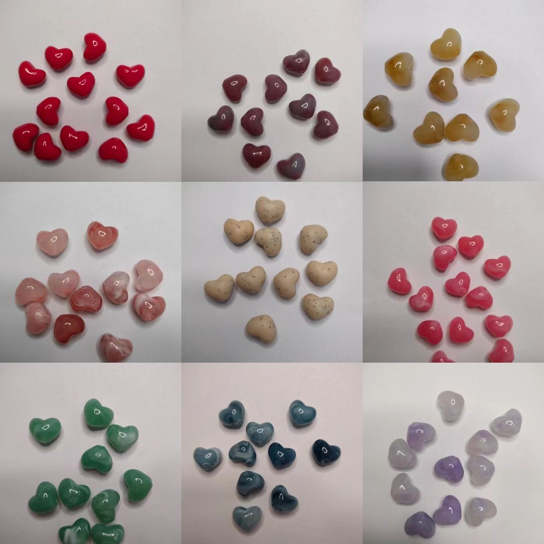 Heart Beads, Acrylic, Dyed