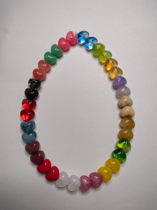 Heart Beads, Acrylic, Dyed