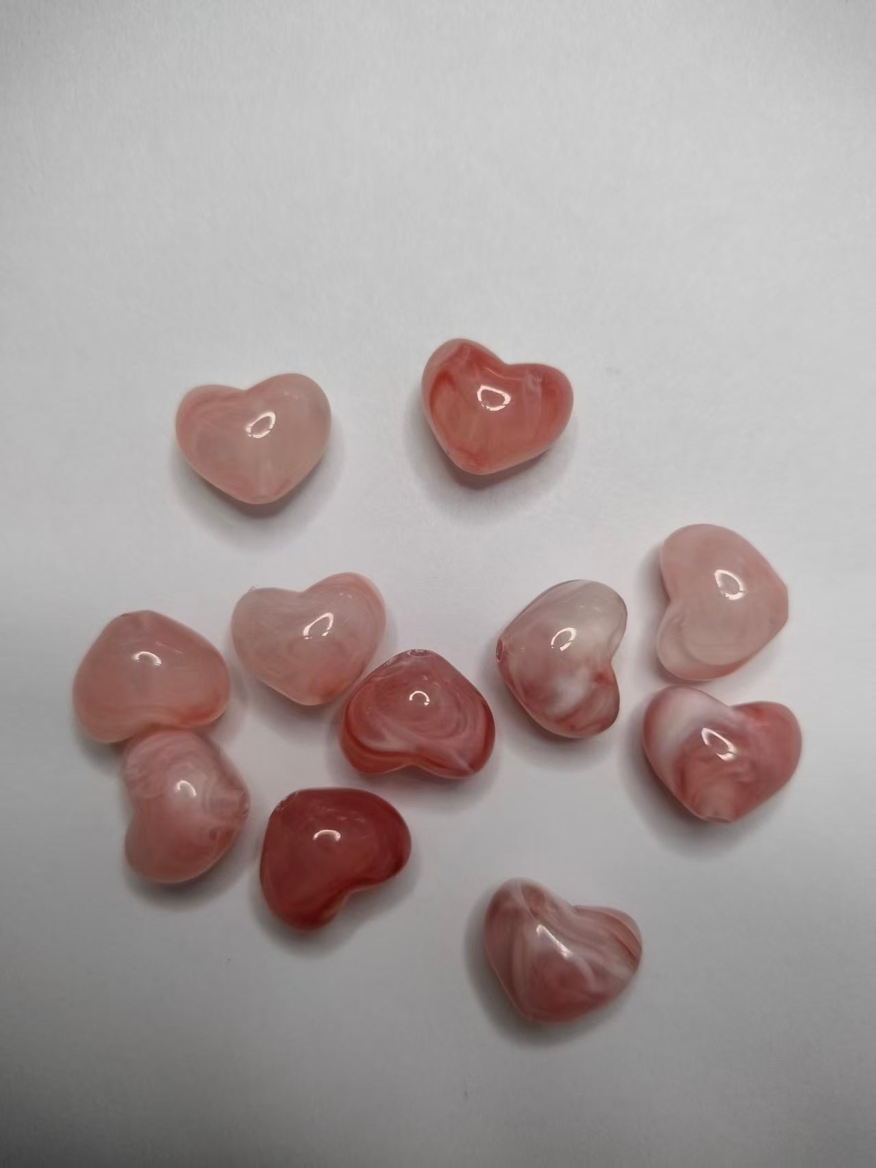 Heart Beads, Acrylic, Dyed