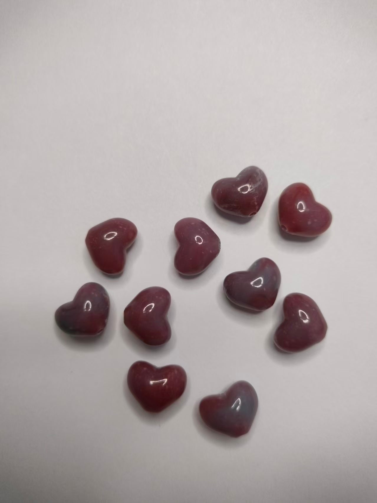 Heart Beads, Acrylic, Dyed