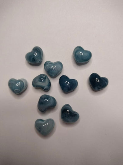 Heart Beads, Acrylic, Dyed