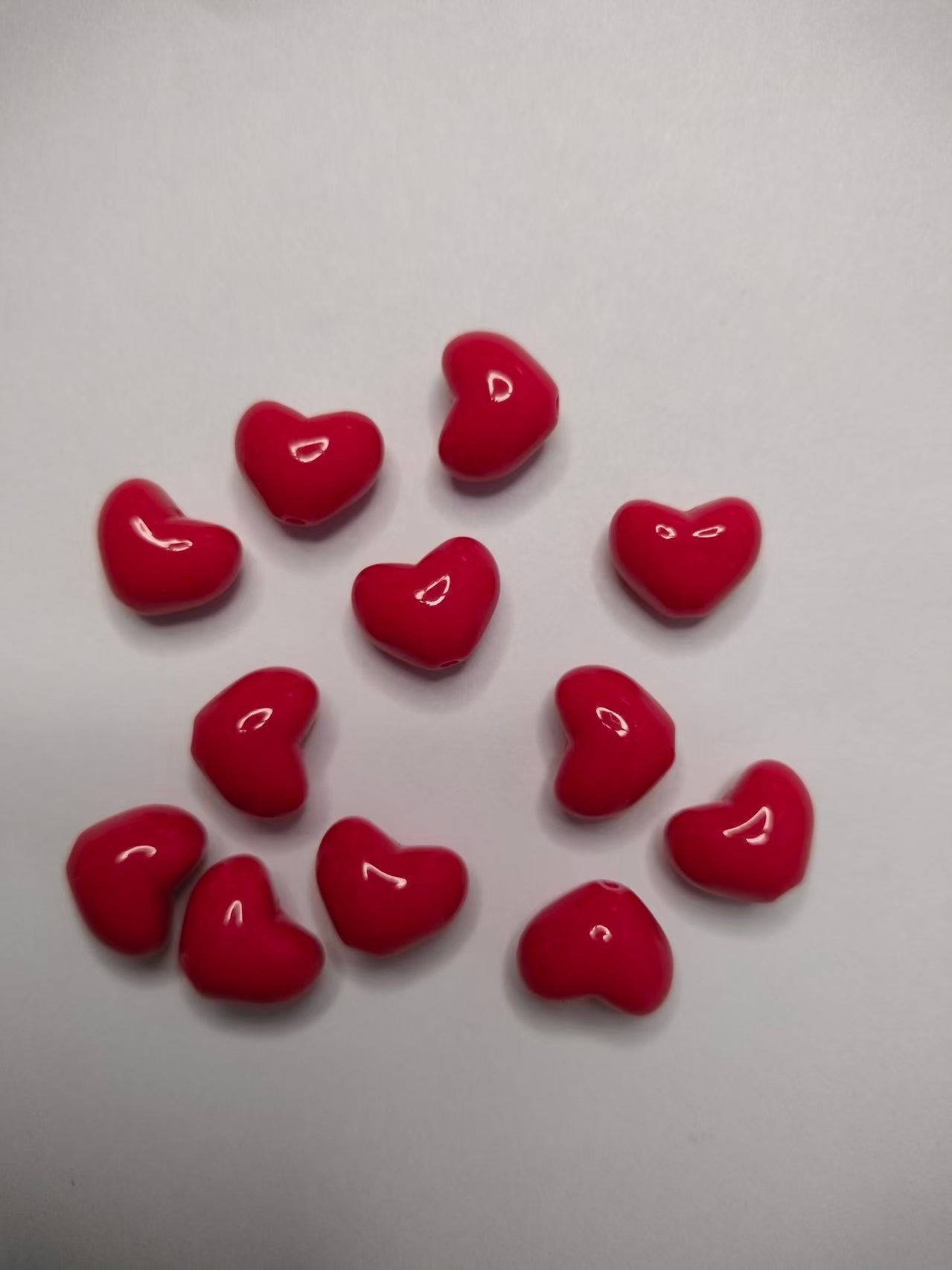 Heart Beads, Acrylic, Dyed
