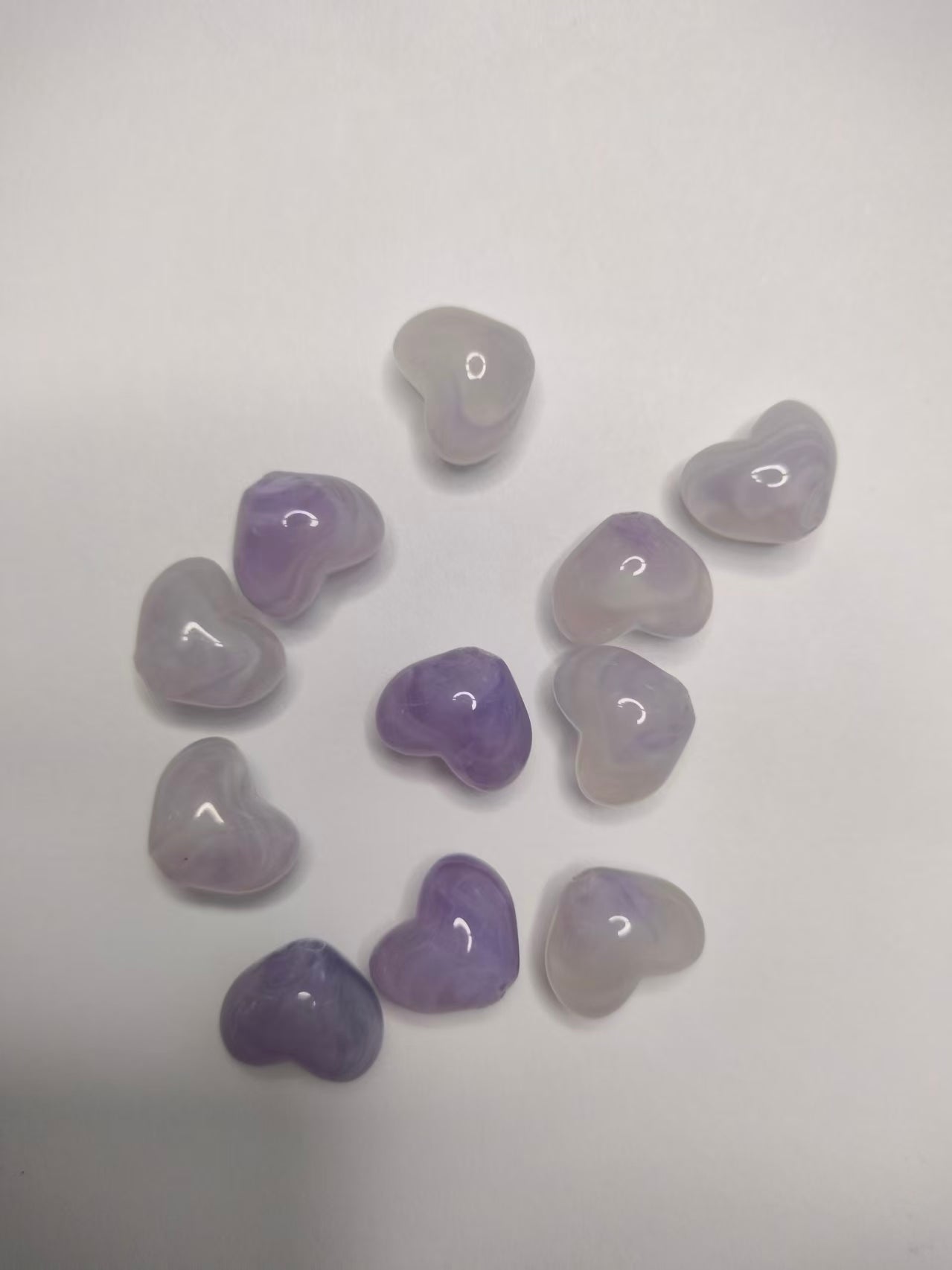 Heart Beads, Acrylic, Dyed