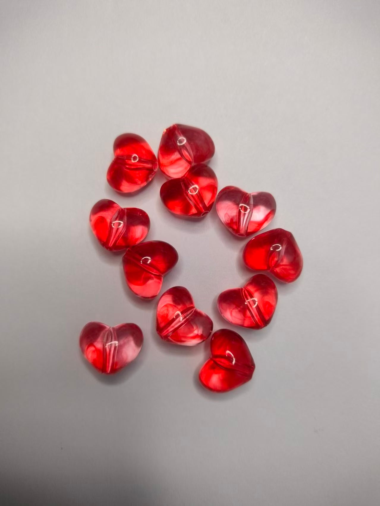 Heart Beads, Acrylic, Dyed
