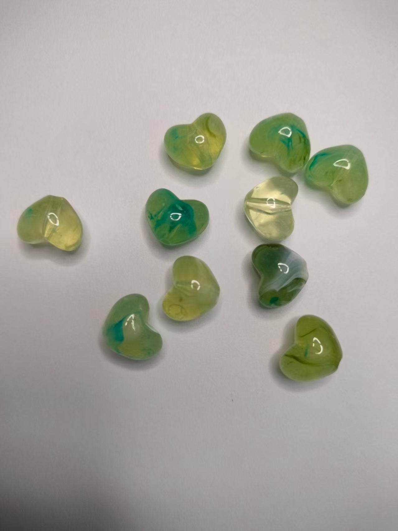 Heart Beads, Acrylic, Dyed