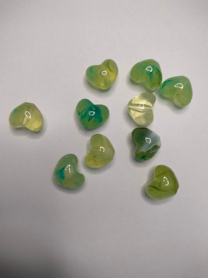 Heart Beads, Acrylic, Dyed