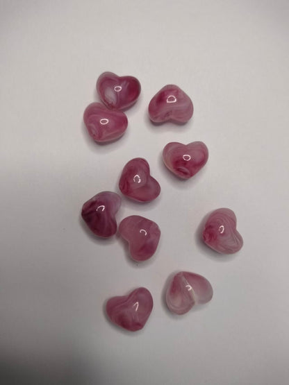Heart Beads, Acrylic, Dyed