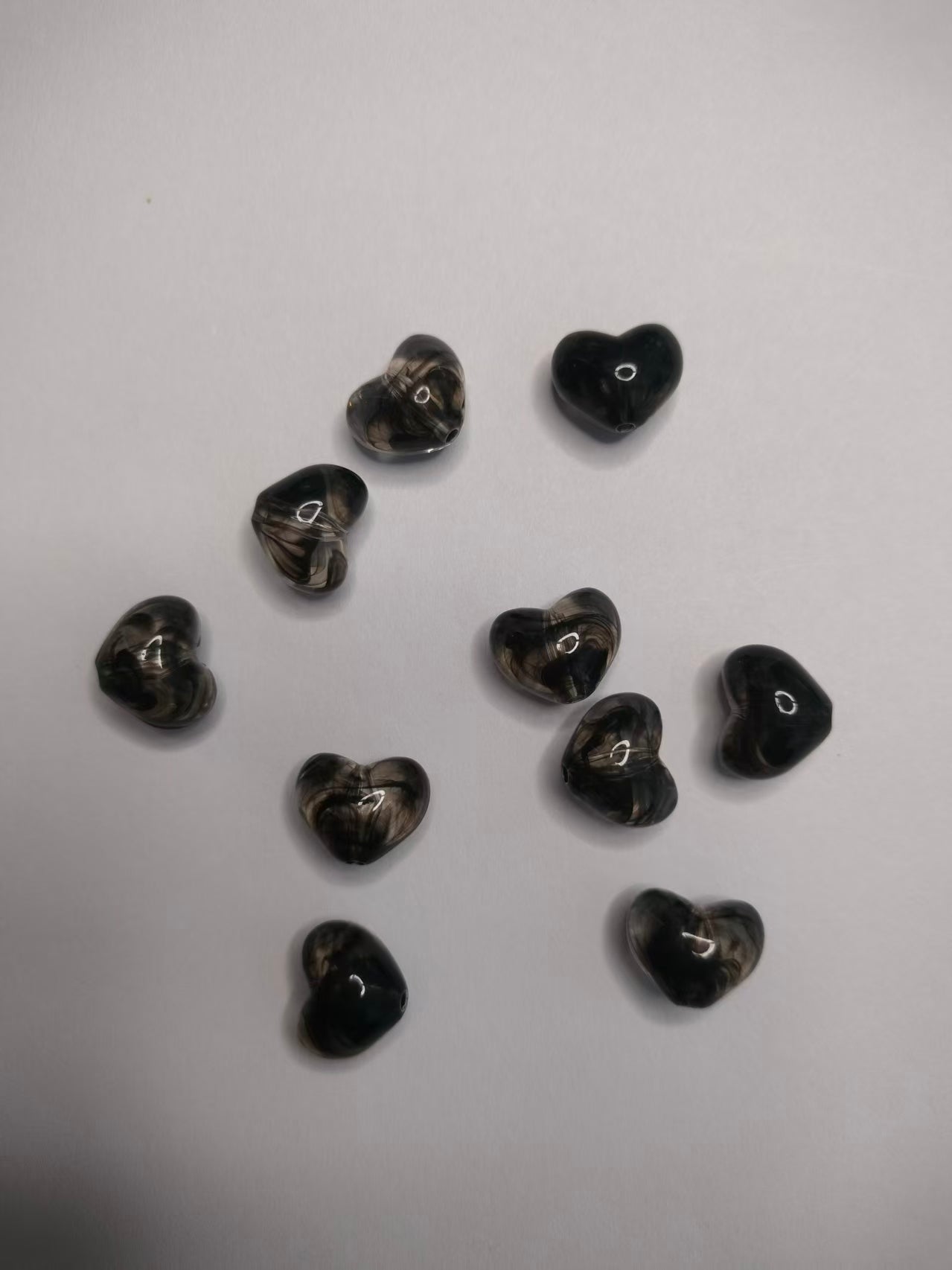 Heart Beads, Acrylic, Dyed