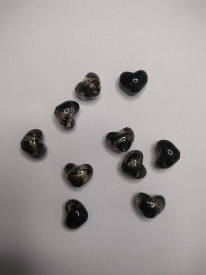 Heart Beads, Acrylic, Dyed