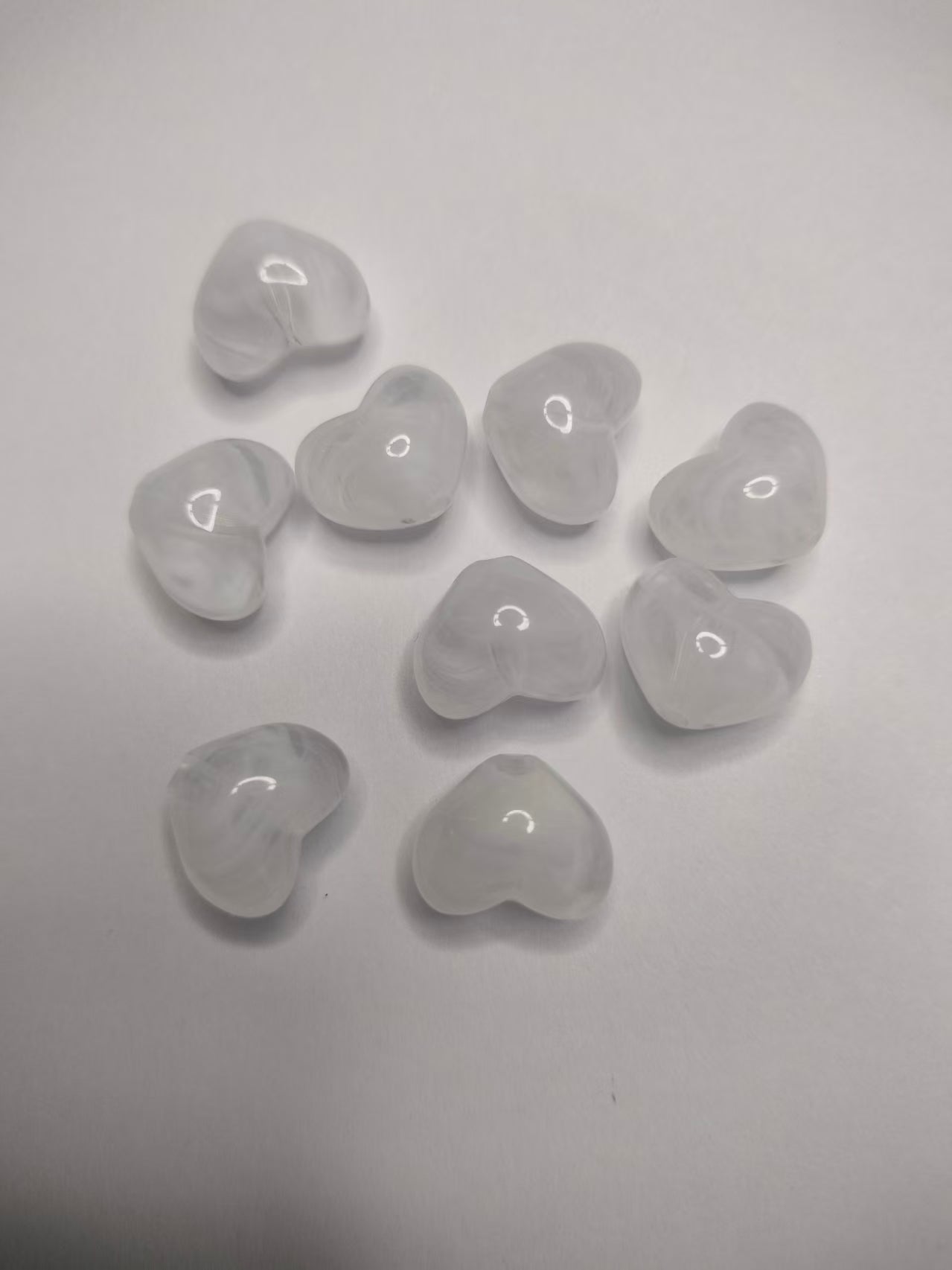 Heart Beads, Acrylic, Dyed