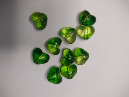 Heart Beads, Acrylic, Dyed