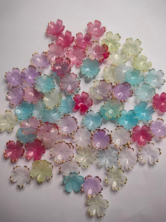 Acrylic Bead Caps With Gold-tone Edge