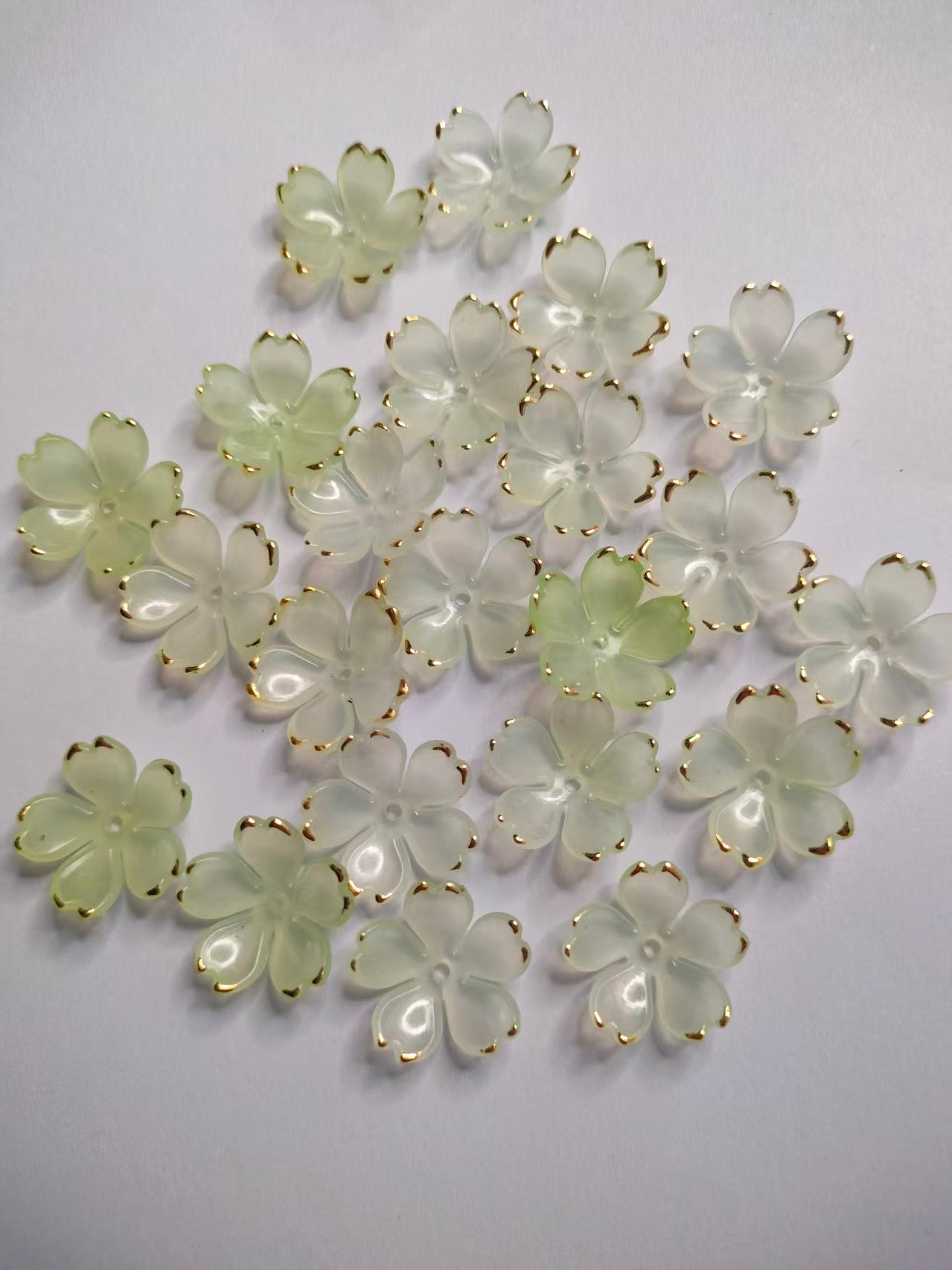 Acrylic Bead Caps With Gold-tone Edge