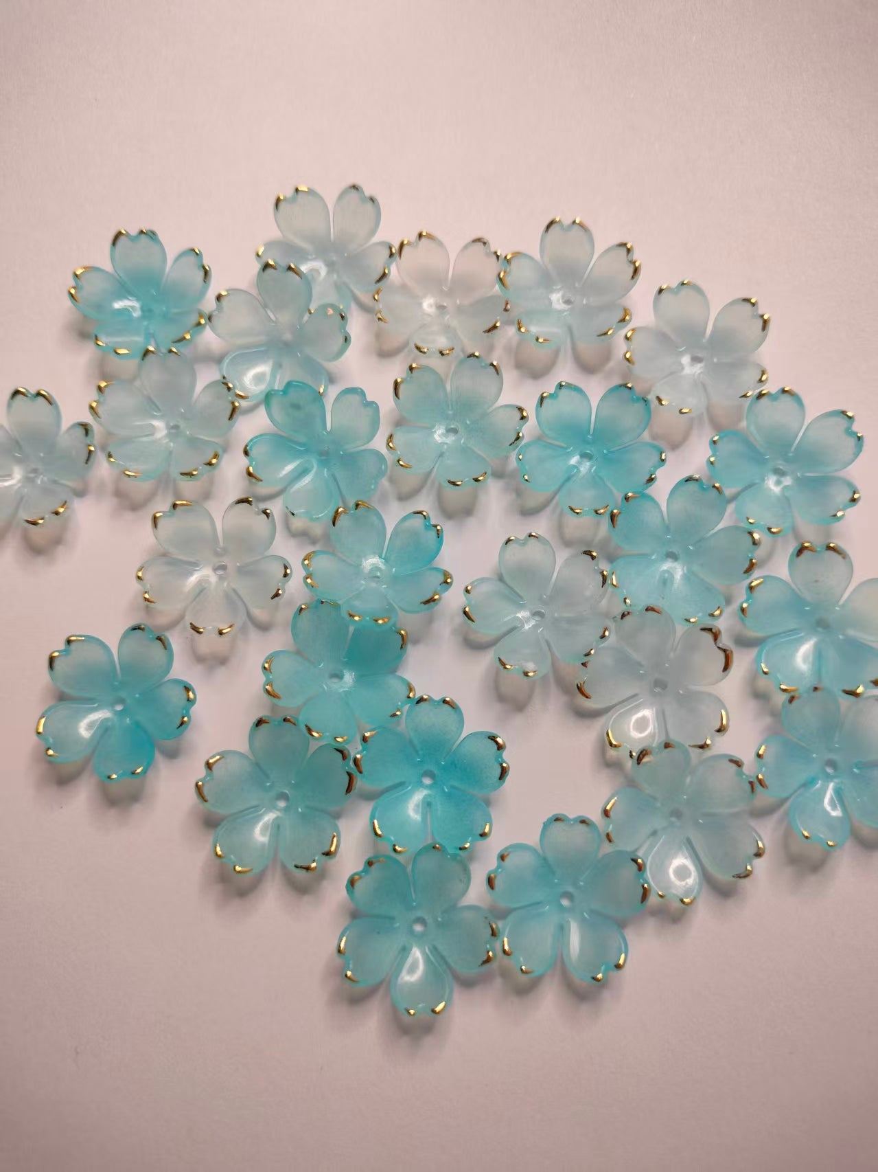 Acrylic Bead Caps With Gold-tone Edge