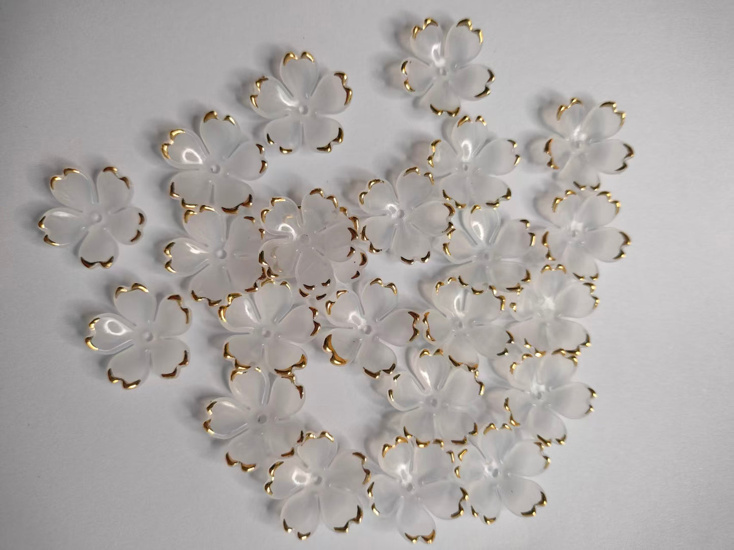 Acrylic Bead Caps With Gold-tone Edge