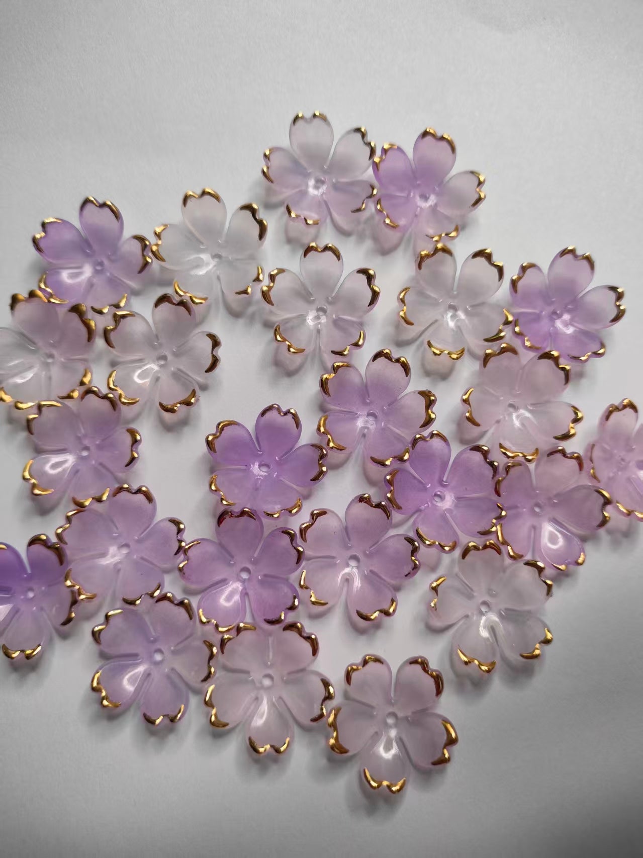 Acrylic Bead Caps With Gold-tone Edge