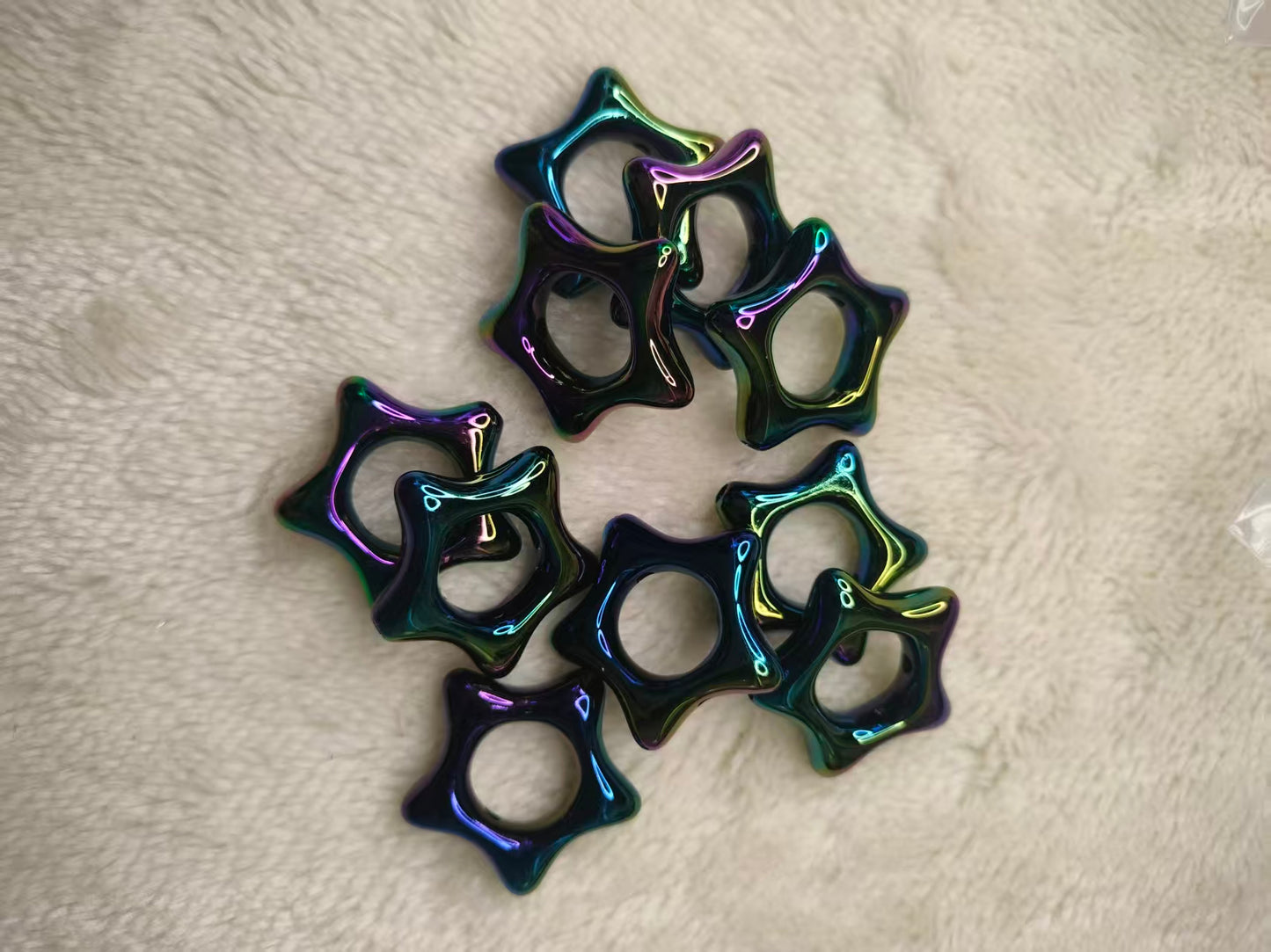 Hollow Star Beads Strand, Frame Beads, Through Hole Beads