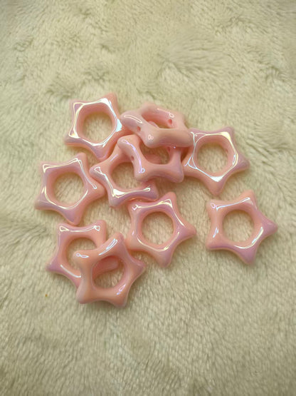 Hollow Star Beads Strand, Frame Beads, Through Hole Beads