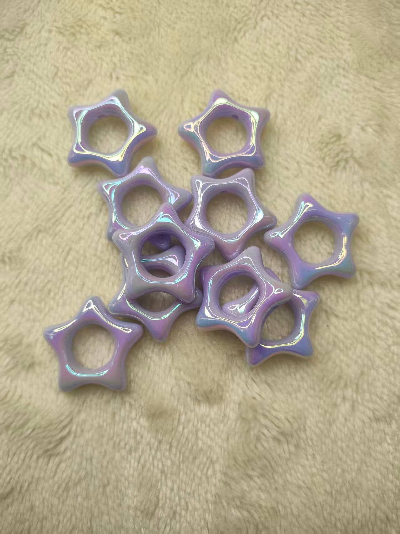 Hollow Star Beads Strand, Frame Beads, Through Hole Beads