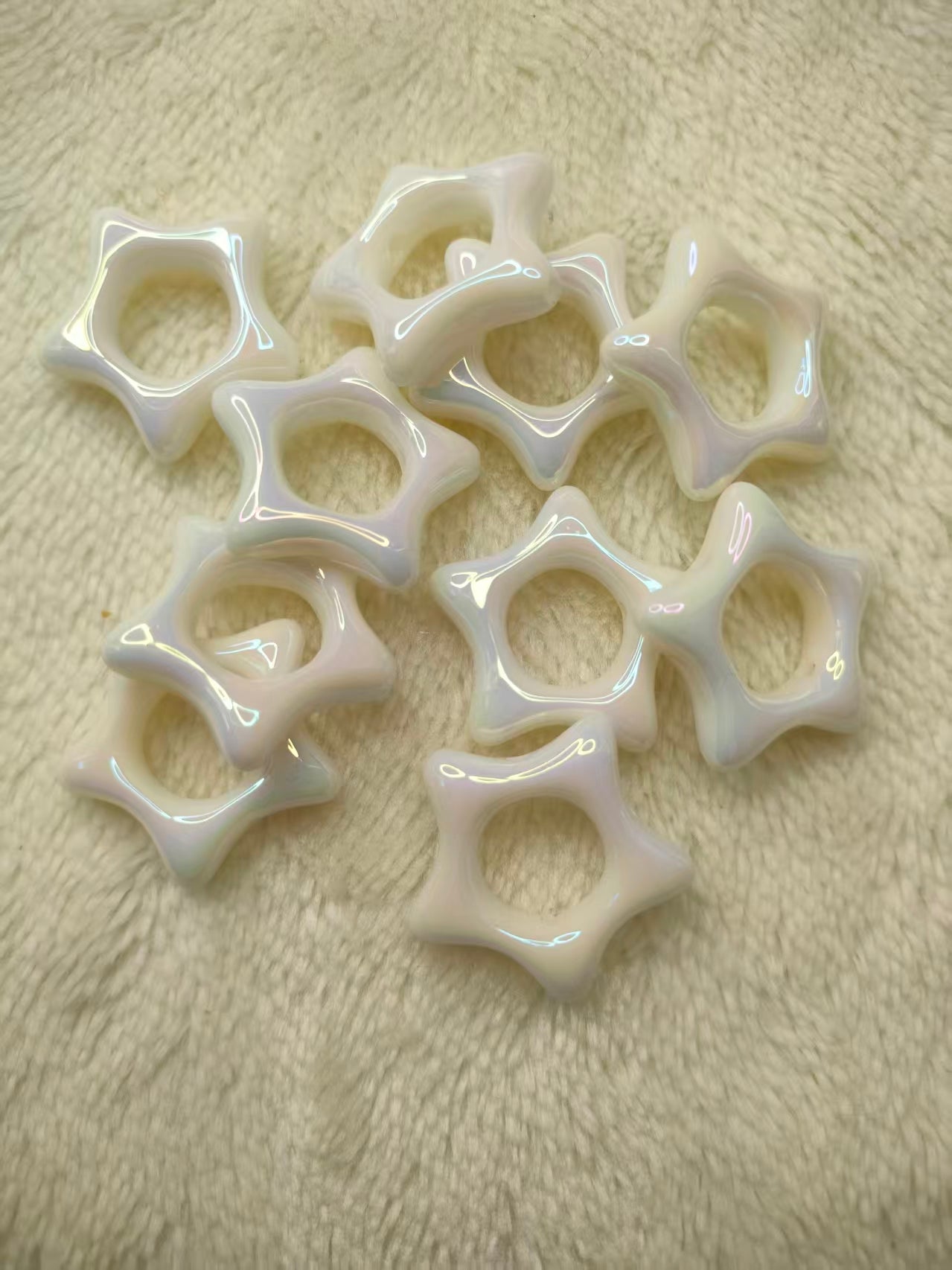 Hollow Star Beads Strand, Frame Beads, Through Hole Beads