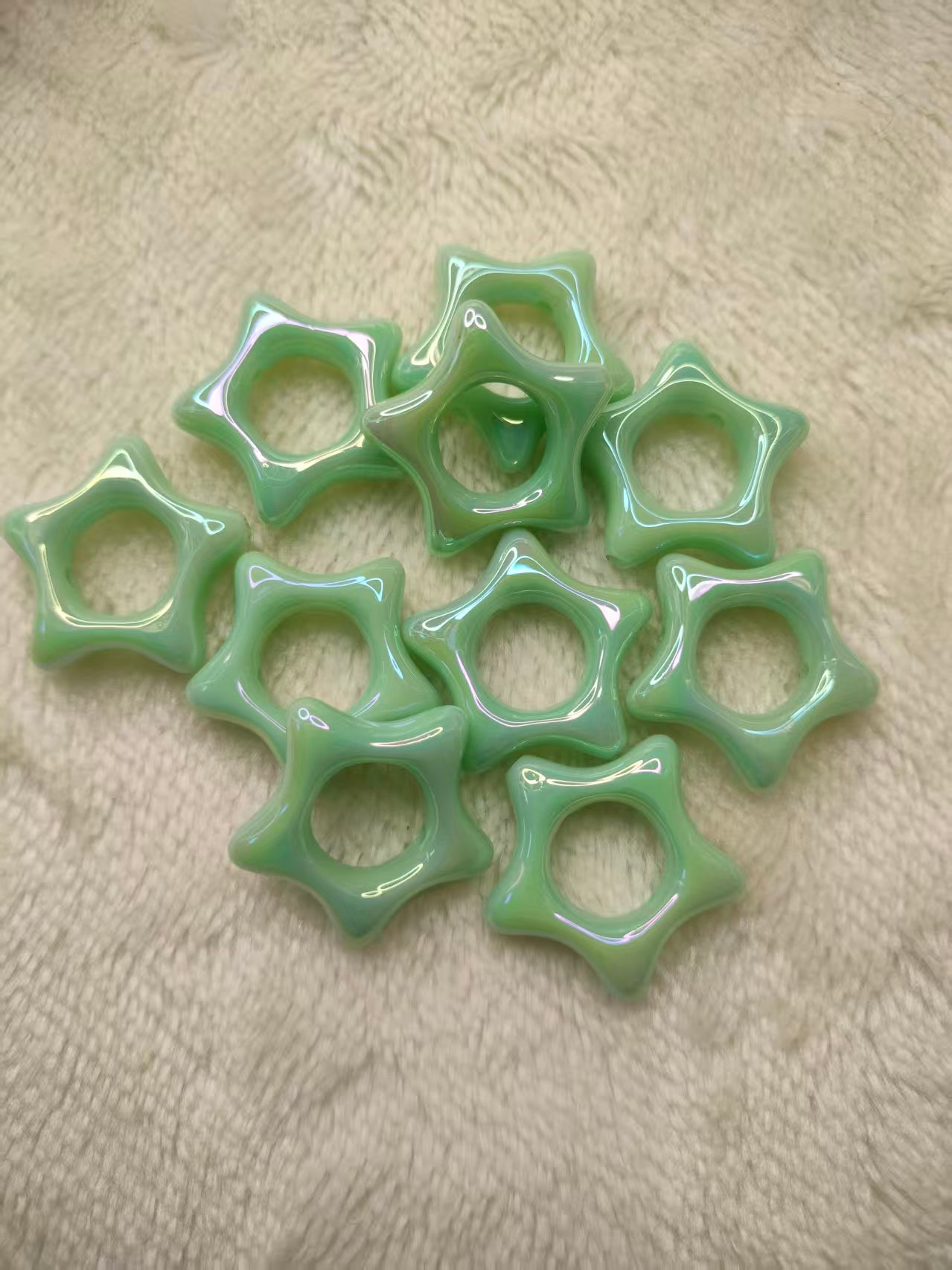 Hollow Star Beads Strand, Frame Beads, Through Hole Beads