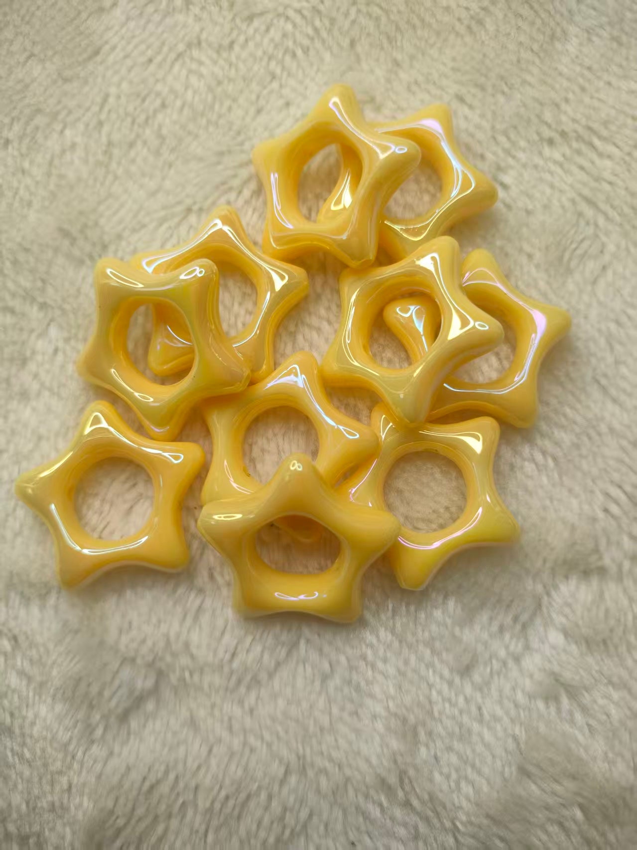 Hollow Star Beads Strand, Frame Beads, Through Hole Beads