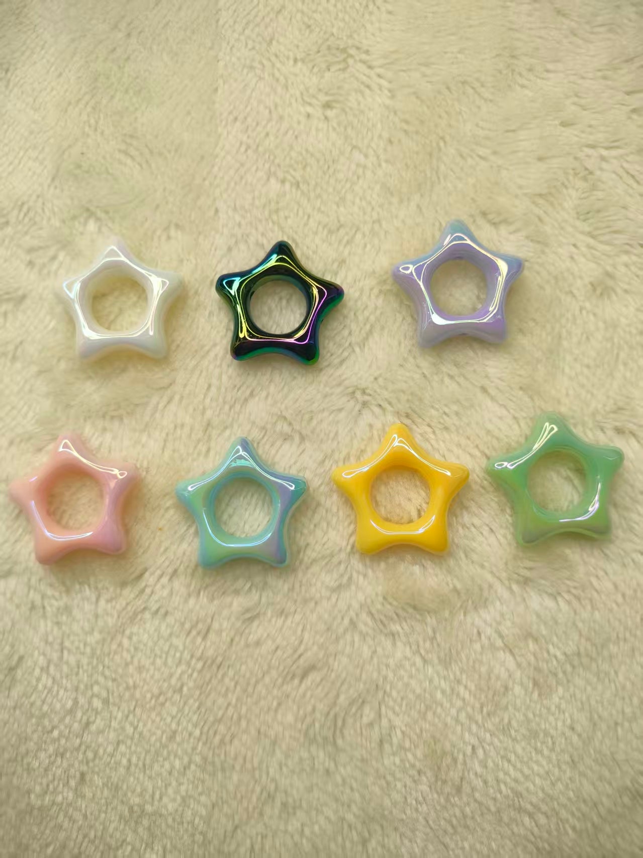 Hollow Star Beads Strand, Frame Beads, Through Hole Beads