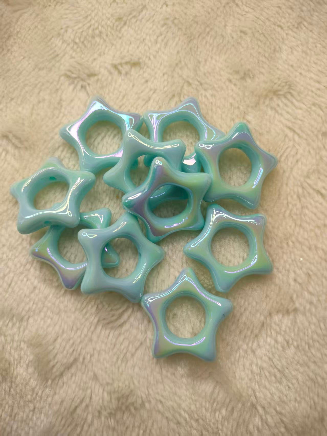 Hollow Star Beads Strand, Frame Beads, Through Hole Beads