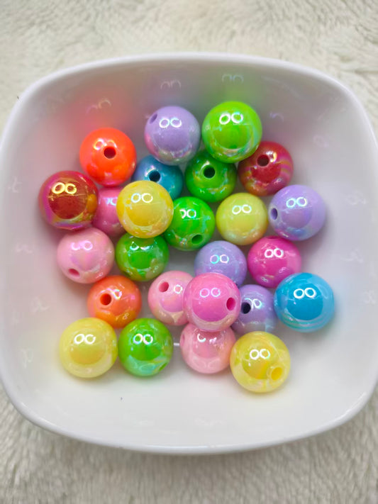 Shiny AB Plated Mixed Bright Colors Round