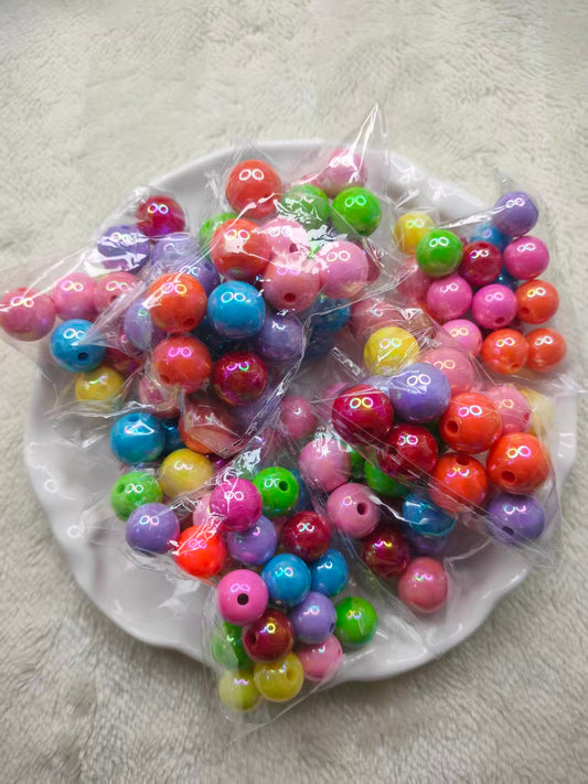 Shiny AB Plated Mixed Bright Colors Round